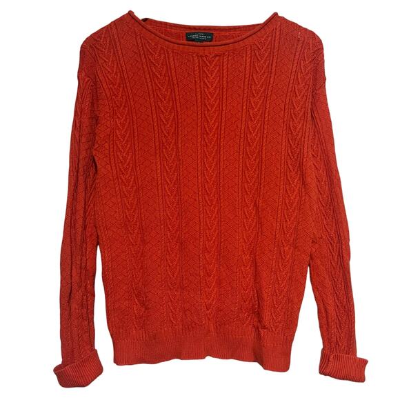 Vintage Y2K Ralph Lauren Jeans LRL Size Small Orange Cotton Cable Knit Sweater - Picture 1 of 9